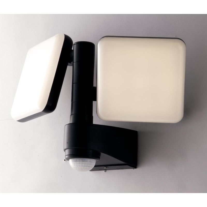 SAT 20 PROIETTORE FARO 2 LUCI ORIENTABILI CON SENSORE MOVIMENTO E CREPUSCOLARE LED 20W IP54 ANTRACITE