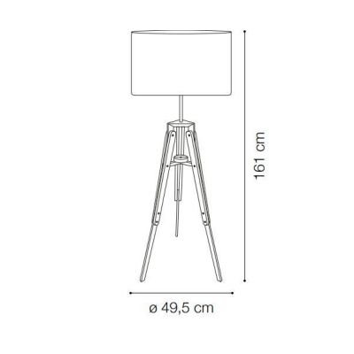 PIANTANA CON TREPPIEDE IN LEGNO NATURALE E SUPPORTO IN METALLO CON PARALUME CANVAS CRISTALENSI - Cristalensi Shop Online