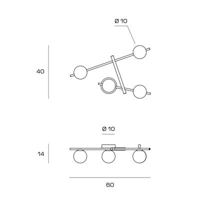 KIKA PLAFONIERA 4 LUCI IN METALLO NERO CON SFERE BIANCO LATTE MODERNA LAMPADINE ATTACCO G9