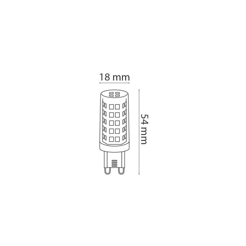 LAMPADINA LED DIMMERABILE ATTACCO G9 4W LUCE 3000K E 4000K MISURE MM 18X54 IN CERAMICA