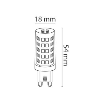 LAMPADINA LED DIMMERABILE ATTACCO G9 4W LUCE 3000K E 4000K MISURE MM 18X54 IN CERAMICA