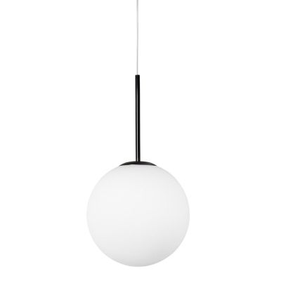 JUGEN SOSPENSIONE SINGOLA CON VETRO A SFERA BIANCO LATTE MONTATURA IN 2 COLORI MODERNA LAMPADINA E27