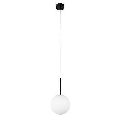 JUGEN SOSPENSIONE SINGOLA CON VETRO A SFERA BIANCO LATTE MONTATURA IN 2 COLORI MODERNA LAMPADINA E27