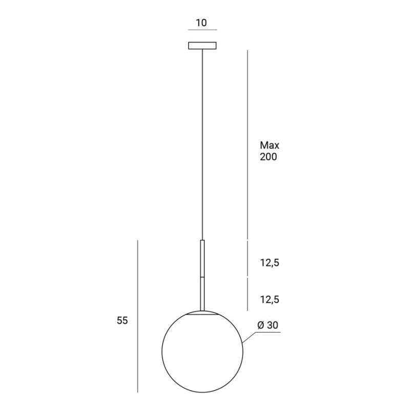 JUGEN SOSPENSIONE SINGOLA CON VETRO A SFERA BIANCO LATTE MONTATURA IN 2 COLORI MODERNA LAMPADINA E27