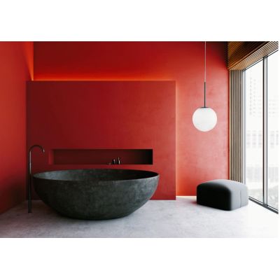 JUGEN SOSPENSIONE SINGOLA CON VETRO A SFERA BIANCO LATTE MONTATURA IN 2 COLORI MODERNA LAMPADINA E27