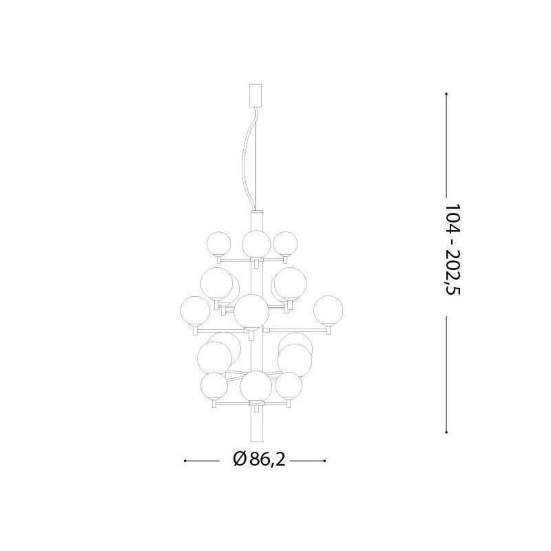 LAMPADARIO A SOSPENSIONE 20 LUCI MODERNO CON SFERE IN VETRO BIANCO LATTE DISPONIBILE IN 2 COLORI CRISTALENSI - Cristalensi Shop
