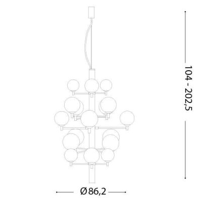 LAMPADARIO A SOSPENSIONE 20 LUCI MODERNO CON SFERE IN VETRO BIANCO LATTE DISPONIBILE IN 2 COLORI CRISTALENSI - Cristalensi Shop
