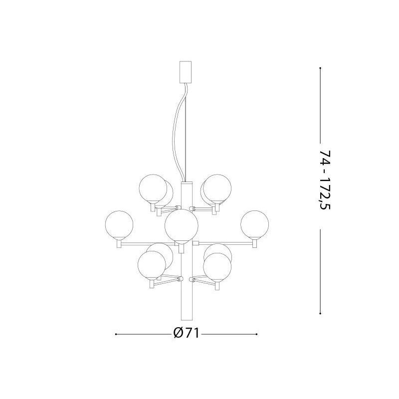 LAMPADARIO A SOSPENSIONE 12 LUCI MODERNO CON SFERE IN VETRO BIANCO LATTE DISPONIBILE IN 2 COLORI CRISTALENSI - Cristalensi Shop
