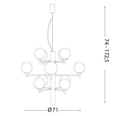 LAMPADARIO A SOSPENSIONE 12 LUCI MODERNO CON SFERE IN VETRO BIANCO LATTE DISPONIBILE IN 2 COLORI CRISTALENSI - Cristalensi Shop