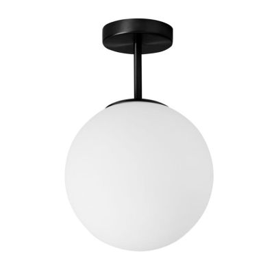 JUGEN PLAFONIERA METALLO ORO O NERA CON SFERA IN VETRO BIANCO LATTE MODERNA LAMPADINA E27