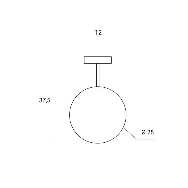 JUGEN PLAFONIERA METALLO ORO O NERA CON SFERA IN VETRO BIANCO LATTE MODERNA LAMPADINA E27