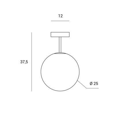 JUGEN PLAFONIERA METALLO ORO O NERA CON SFERA IN VETRO BIANCO LATTE MODERNA LAMPADINA E27