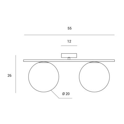 JUGEN PLAFONIERA 2 LUCI ORO O NERA CON SFERE IN VETRO BIANCO LATTE MODERNA LAMPADINE E27