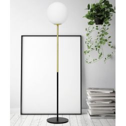 JUGEN PIANTANA MODERNA ORO CON SFERA IN VETRO BIANCO LATTE MODERNA LAMPADINA E27