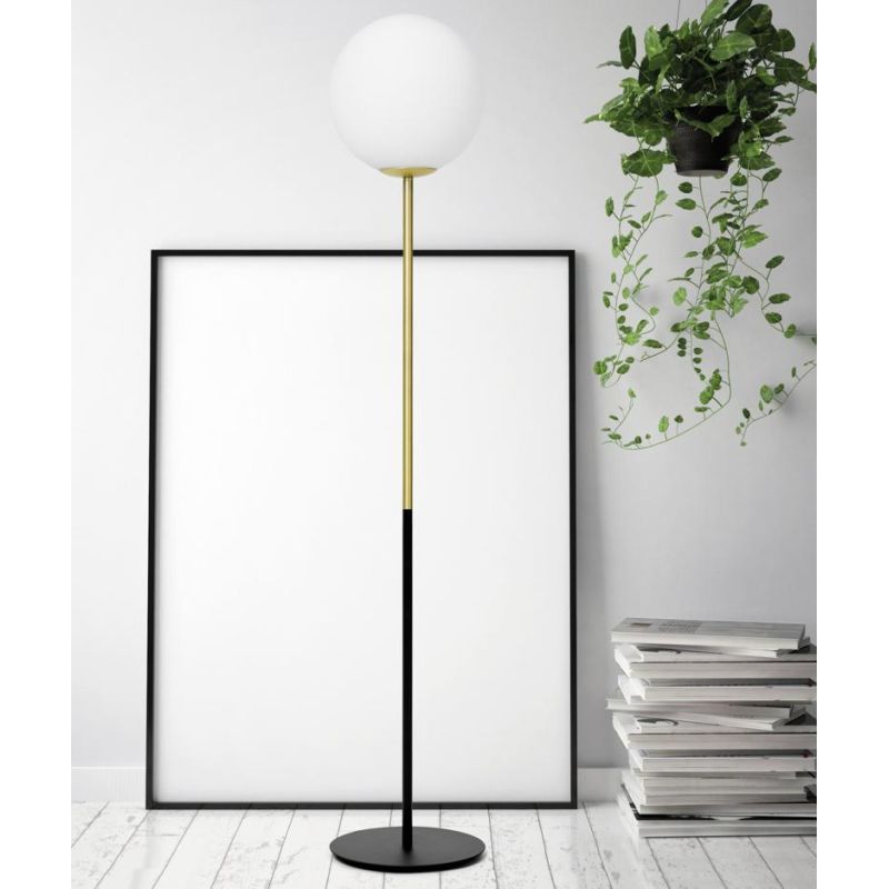 JUGEN PIANTANA MODERNA ORO CON SFERA IN VETRO BIANCO LATTE MODERNA LAMPADINA E27