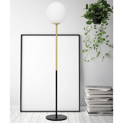 JUGEN PIANTANA MODERNA ORO CON SFERA IN VETRO BIANCO LATTE MODERNA LAMPADINA E27
