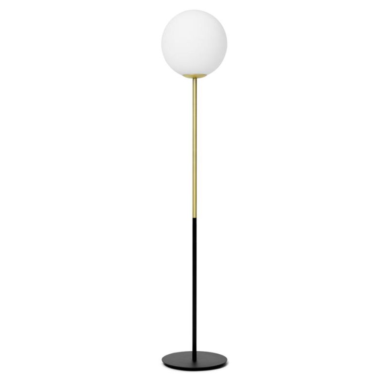 JUGEN PIANTANA MODERNA ORO CON SFERA IN VETRO BIANCO LATTE MODERNA LAMPADINA E27
