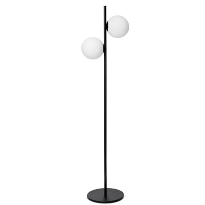 JUGEN PIANTANA 2 LUCI MODERNA ORO O NERA CON SFERE IN VETRO BIANCO LATTE MODERNA LAMPADINE E27