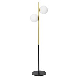 JUGEN PIANTANA 2 LUCI MODERNA ORO CON SFERE IN VETRO BIANCO LATTE MODERNA LAMPADINE E27 2
