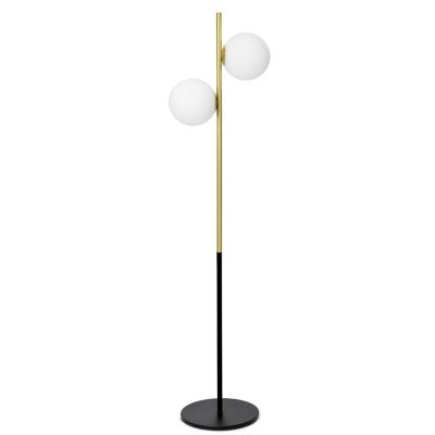 JUGEN PIANTANA 2 LUCI MODERNA ORO CON SFERE IN VETRO BIANCO LATTE MODERNA LAMPADINE E27