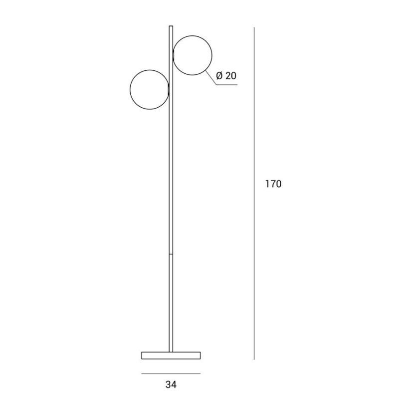 JUGEN PIANTANA 2 LUCI MODERNA ORO O NERA CON SFERE IN VETRO BIANCO LATTE MODERNA LAMPADINE E27