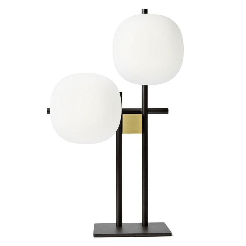 LINGOTTO LAMPADA DA TAVOLO 2 LUCI NERA - ORO H45 CM CON DIFFUSORI IN VETRO DIMMERABILE LAMPADINE ATTACCO G9
