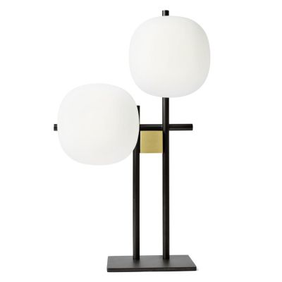 LINGOTTO LAMPADA DA TAVOLO 2 LUCI NERA - ORO H45 CM CON DIFFUSORI IN VETRO DIMMERABILE LAMPADINE ATTACCO G9