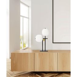 LINGOTTO LAMPADA DA TAVOLO 2 LUCI NERA - ORO H45 CM CON DIFFUSORI IN VETRO DIMMERABILE LAMPADINE ATTACCO G9