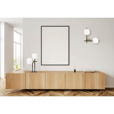 LINGOTTO LAMPADA DA TAVOLO 2 LUCI NERA - ORO H45 CM CON DIFFUSORI IN VETRO DIMMERABILE LAMPADINE ATTACCO G9