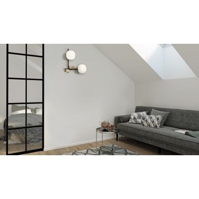 LINGOTTO APPLIQUE A 2 LUCI METALLO NERO - ORO CON DIFFUSORI IN VETRO LAMPADINE ATTACCO G9