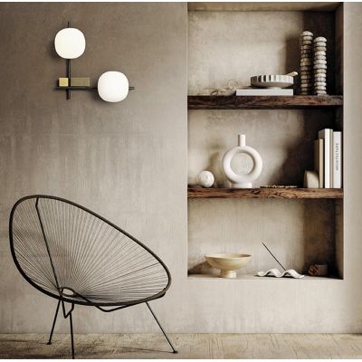 LINGOTTO APPLIQUE A 2 LUCI METALLO NERO - ORO CON DIFFUSORI IN VETRO LAMPADINE ATTACCO G9