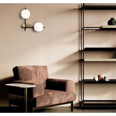 LINGOTTO APPLIQUE A 2 LUCI METALLO NERO - ORO CON DIFFUSORI IN VETRO LAMPADINE ATTACCO G9