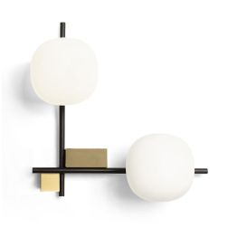 LINGOTTO APPLIQUE A 2 LUCI METALLO NERO - ORO CON DIFFUSORI IN VETRO LAMPADINE ATTACCO G9 2