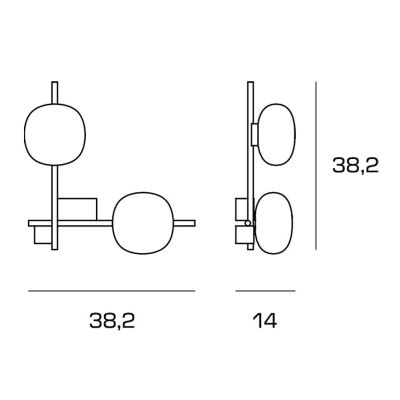 LINGOTTO APPLIQUE A 2 LUCI METALLO NERO - ORO CON DIFFUSORI IN VETRO LAMPADINE ATTACCO G9