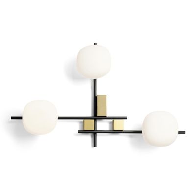 LINGOTTO APPLIQUE A 3 LUCI METALLO NERO - ORO CON DIFFUSORI IN VETRO LAMPADINE ATTACCO G9