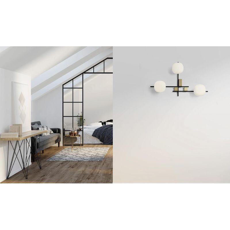 LINGOTTO APPLIQUE A 3 LUCI METALLO NERO - ORO CON DIFFUSORI IN VETRO LAMPADINE ATTACCO G9