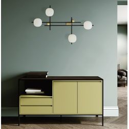 LINGOTTO APPLIQUE A 4 LUCI METALLO NERO - ORO CON DIFFUSORI IN VETRO LAMPADINE ATTACCO G9