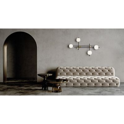 LINGOTTO APPLIQUE A 4 LUCI METALLO NERO - ORO CON DIFFUSORI IN VETRO LAMPADINE ATTACCO G9