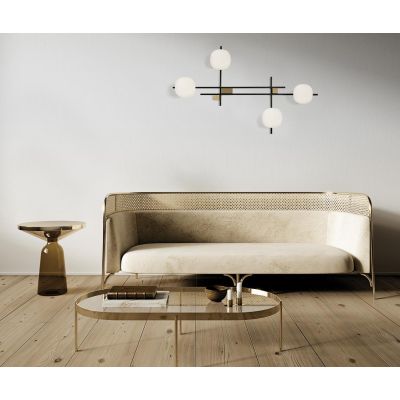 LINGOTTO APPLIQUE A 4 LUCI METALLO NERO - ORO CON DIFFUSORI IN VETRO LAMPADINE ATTACCO G9