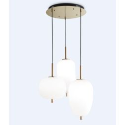 LAMPADARIO A SOSPENSIONE 3 LUCI MODERNO LED 50W LUCE 3000K IN METALLO ORO E DIFFUSORI BIANCHI CRISTALENSI - Cristalensi Shop Onl 2