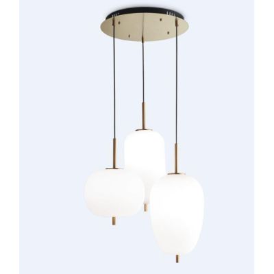 LAMPADARIO A SOSPENSIONE 3 LUCI MODERNO LED 50W LUCE 3000K IN METALLO ORO E DIFFUSORI BIANCHI CRISTALENSI - Cristalensi Shop Onl