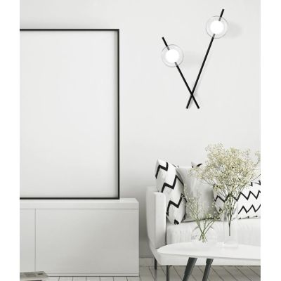 MIKADO APPLIQUE PLAFONIERA 2 LUCI ORIENTABILE NERA O CIPRIA DIFFUSORI IN VETRO LAMPADINE G9