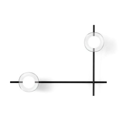 MIKADO APPLIQUE PLAFONIERA 2 LUCI ORIENTABILE NERA O CIPRIA DIFFUSORI IN VETRO LAMPADINE G9