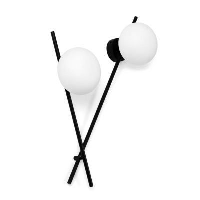 MIKADO APPLIQUE PLAFONIERA 2 LUCI ORIENTABILE NERA O CIPRIA DIFFUSORI IN VETRO LAMPADINE G9