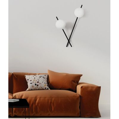 MIKADO APPLIQUE PLAFONIERA 2 LUCI ORIENTABILE NERA O CIPRIA DIFFUSORI IN VETRO LAMPADINE G9