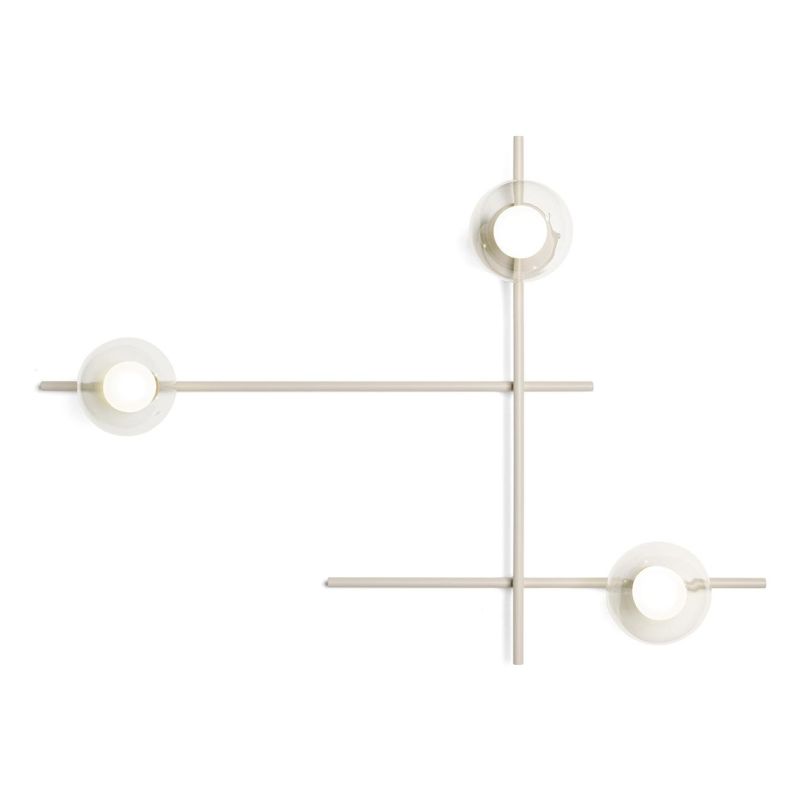 MIKADO APPLIQUE PLAFONIERA 3 LUCI ORIENTABILE NERA O CIPRIA DIFFUSORI IN VETRO LAMPADINE G9