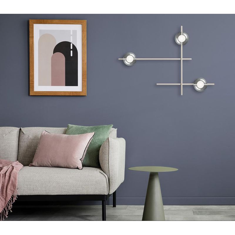 MIKADO APPLIQUE PLAFONIERA 3 LUCI ORIENTABILE NERA O CIPRIA DIFFUSORI IN VETRO LAMPADINE G9