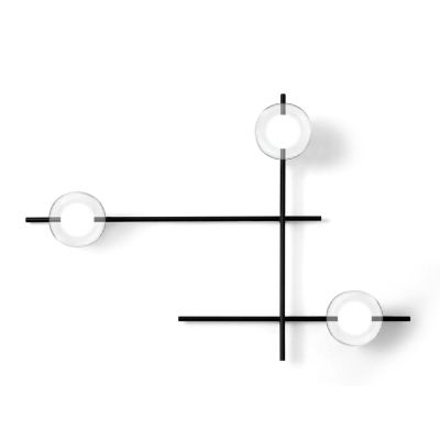 MIKADO APPLIQUE PLAFONIERA 3 LUCI ORIENTABILE NERA O CIPRIA DIFFUSORI IN VETRO LAMPADINE G9