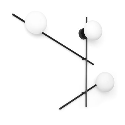 MIKADO APPLIQUE PLAFONIERA 3 LUCI ORIENTABILE NERA O CIPRIA DIFFUSORI IN VETRO LAMPADINE G9