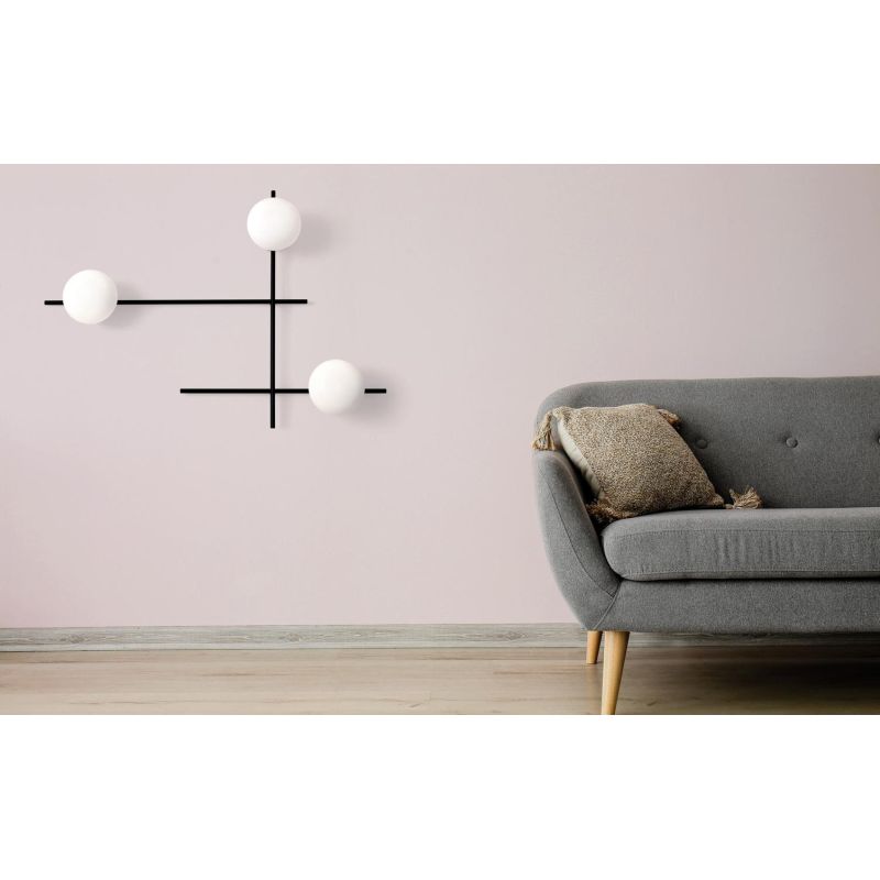 MIKADO APPLIQUE PLAFONIERA 3 LUCI ORIENTABILE NERA O CIPRIA DIFFUSORI IN VETRO LAMPADINE G9